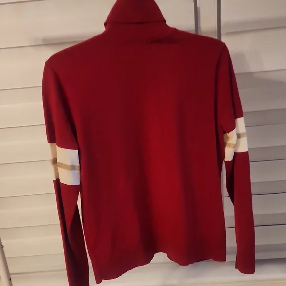Michael Kors Red Turtleneck Sweater with Cream Accents - Picture 5 of 5